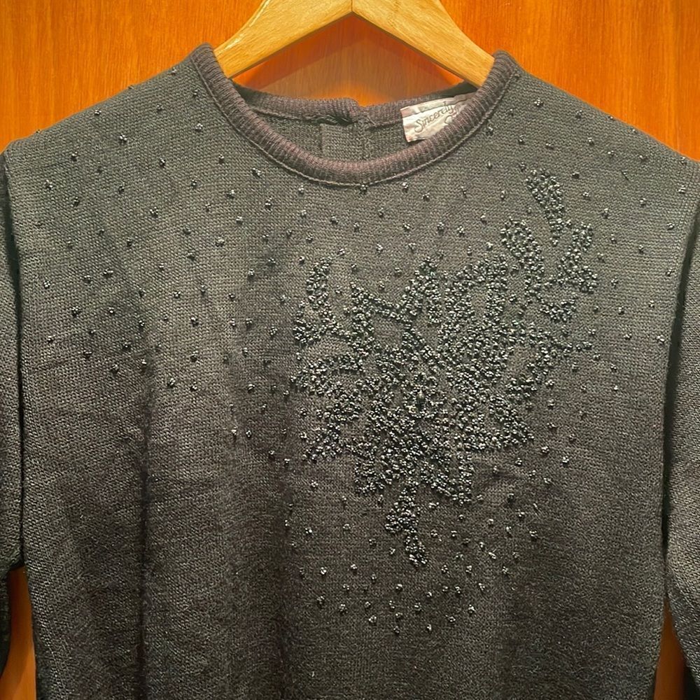 Amazing Beadwork Vintage Sweater with Buttoned Back